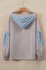 Beau Blue Floral Patchwork Star Pattern Drawstring Hoodie Sweatshirts & Hoodies JT's Designer Fashion