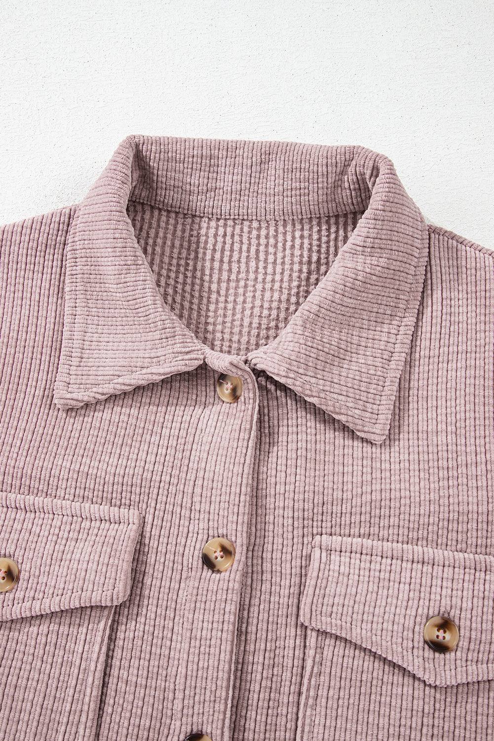 Light Pink Corduroy Flap Pocket Button Up Shacket Jackets JT's Designer Fashion