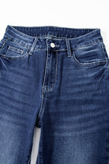 Sail Blue Mineral Wash Raw Hem High Waist Flared Jeans Jeans JT's Designer Fashion