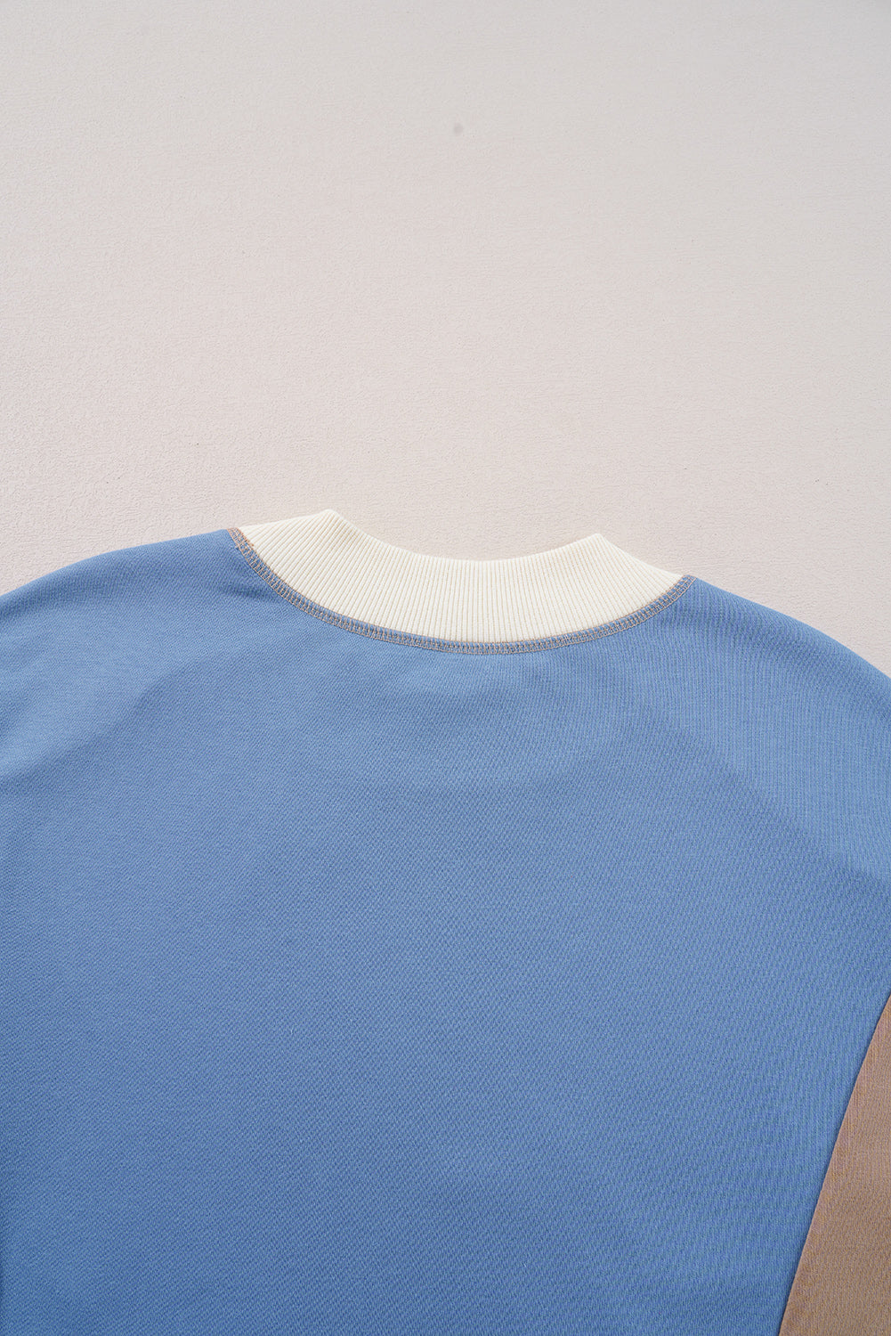 Sky Blue Ribbed Detail Color Block Sleeve Baggy Sweatshirt Sweatshirts & Hoodies JT's Designer Fashion