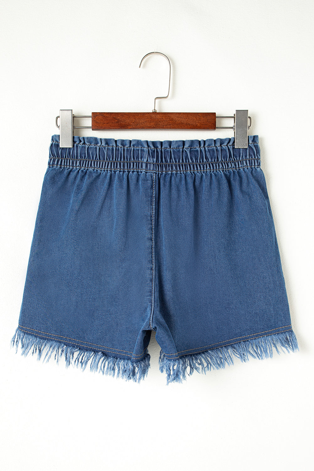 Ashleigh Blue Raw Hem Drawstring High Waist Denim Shorts with Pockets Denim Shorts JT's Designer Fashion