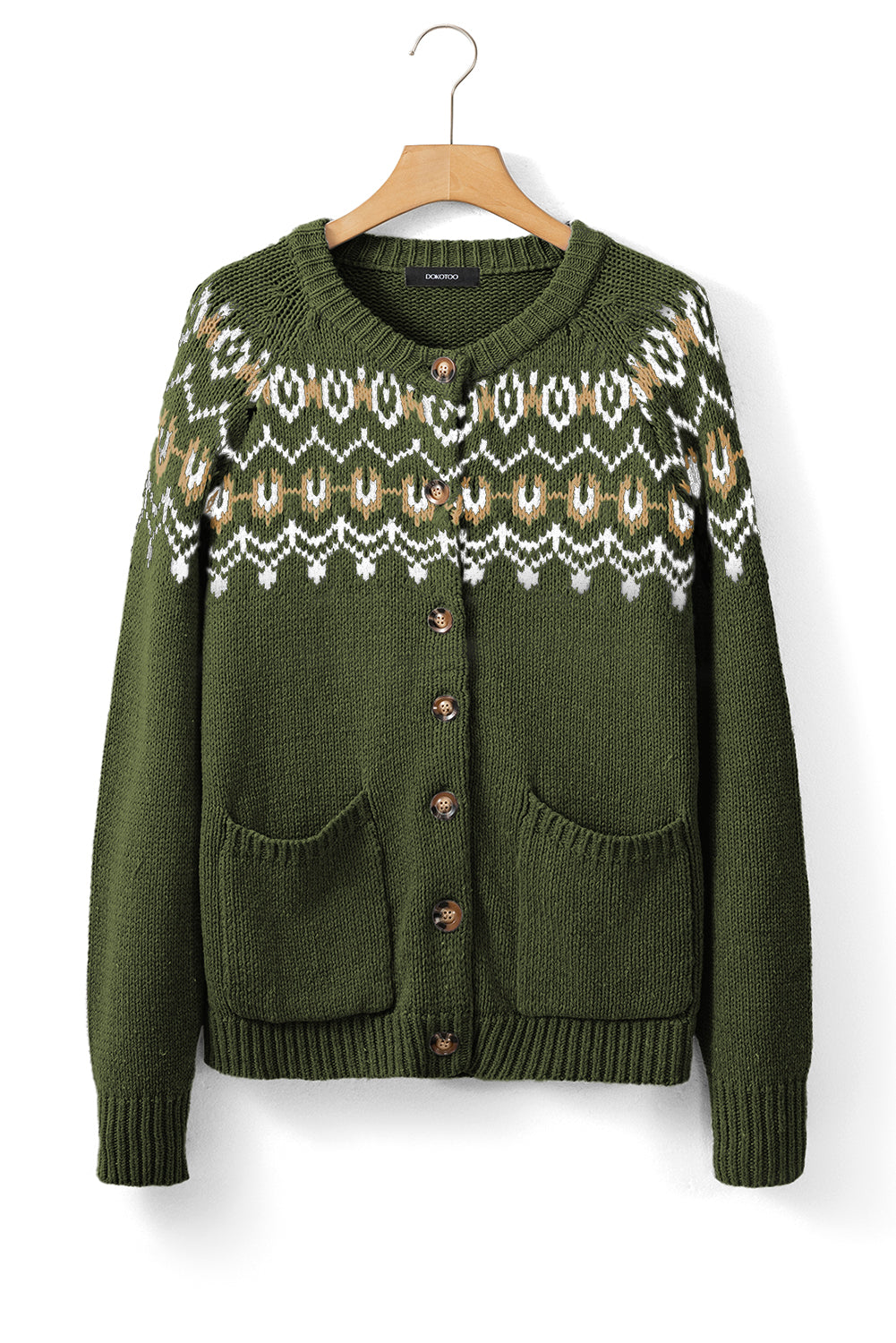 Moss Green Western Fashion Abstract Printed Cardigan Sweater Cardigans JT's Designer Fashion