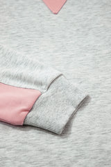 Light Grey Color Block Raw Hem Pullover and Casual Shorts Set Short Sets JT's Designer Fashion
