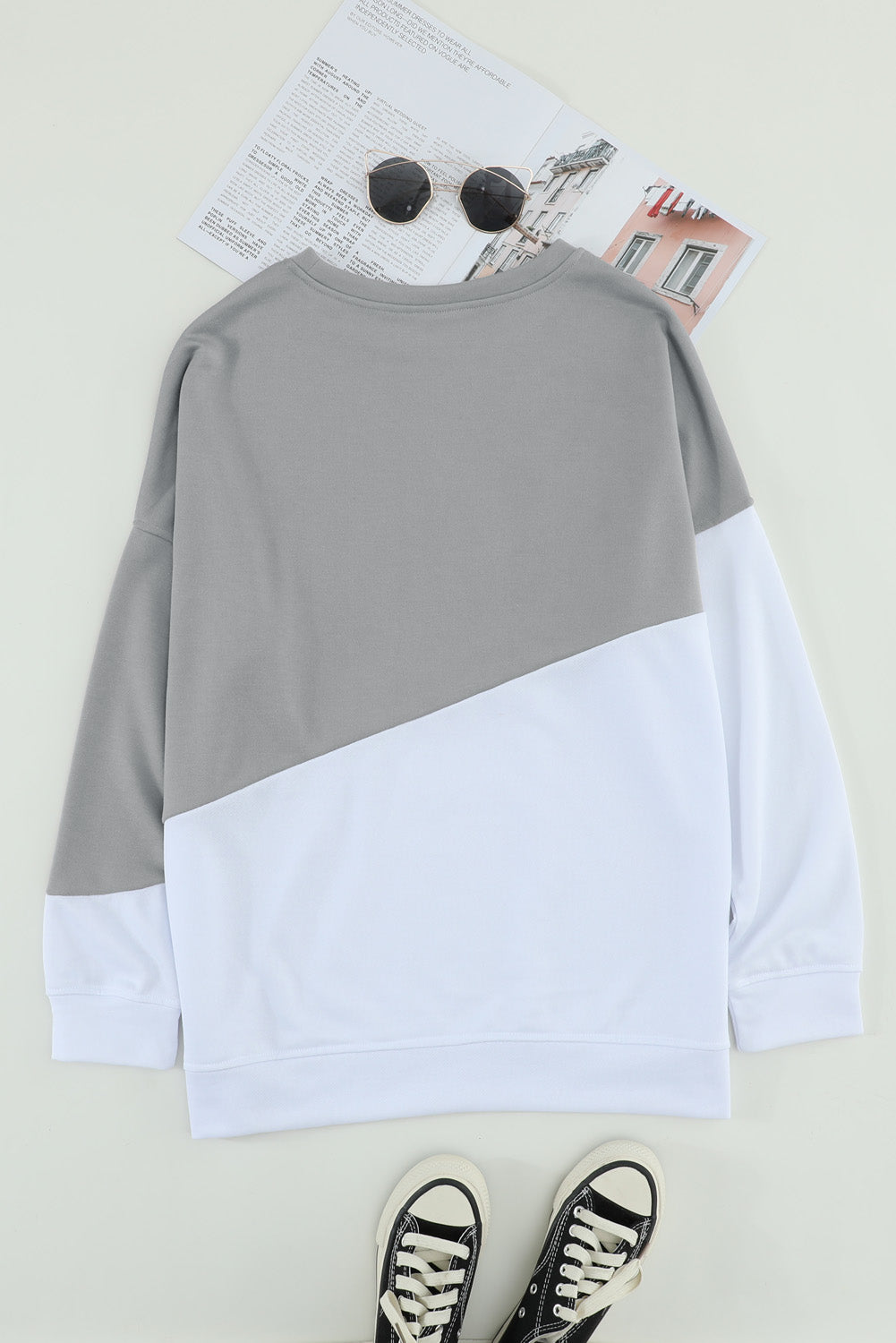 Patchwork Dropped Shoulder Sweatshirt Sweatshirts & Hoodies JT's Designer Fashion