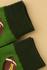 Blackish Green Rugby Football Print Mid-length Socks Socks JT's Designer Fashion