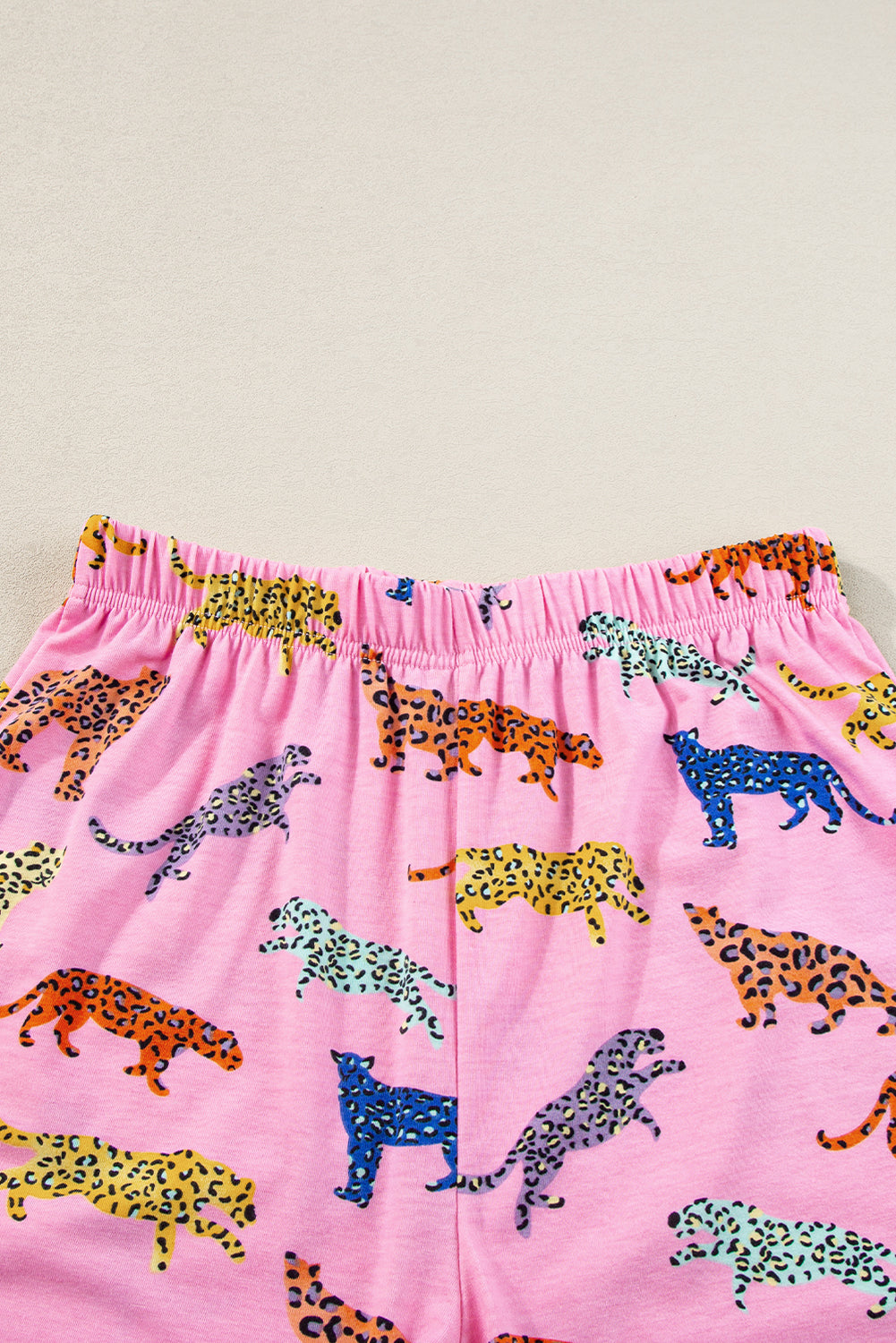 Pink Flower Print Short Sleeve High Waist Two Piece Shorts Set Short Sets JT's Designer Fashion