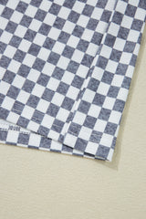 Gray Checkerboard Lace-Up High Waist Plus Size Casual Shorts Plus Size Bottoms JT's Designer Fashion