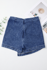 Sail Blue High Waist USA Flag Inspire Bow Patched Twisted Denim Skort Graphic Pants JT's Designer Fashion
