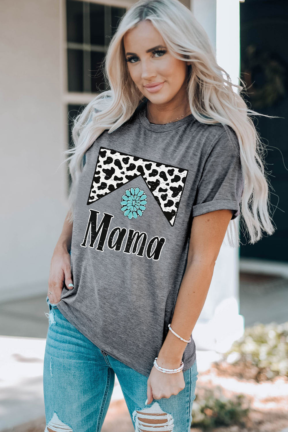 Gray Mama Cowhide Graphic Tee Graphic Tees JT's Designer Fashion