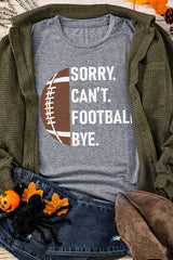 Gray American Football Graphic Casual T Shirt Graphic Tees JT's Designer Fashion