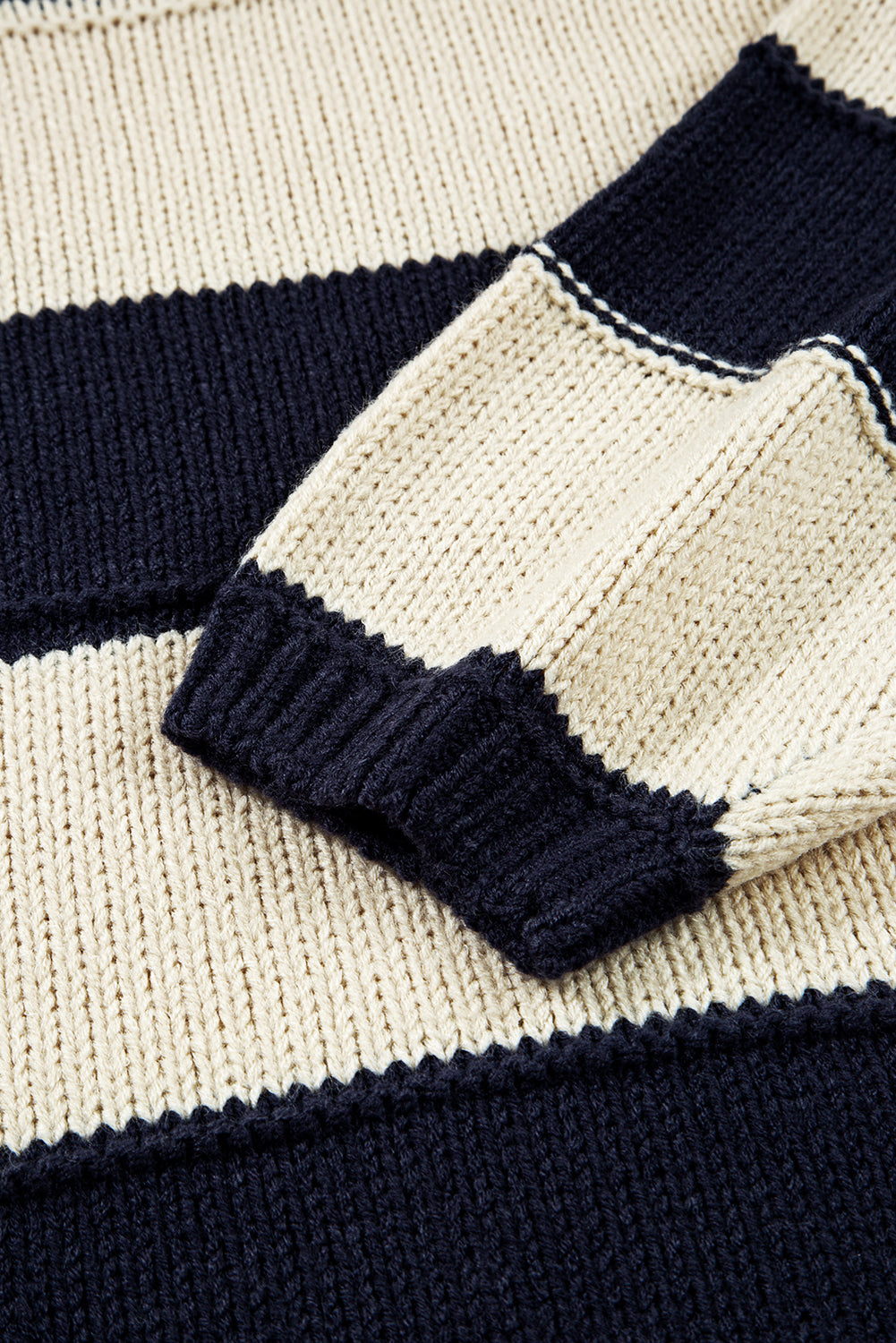 Blue Stripe Color Block PLus Size Drop Shoulder Sweater Plus Size Sweaters & Cardigans JT's Designer Fashion
