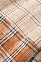 Orange Plaid Color Block Patchwork Shirt Jacket with Pocket Plaid Shackets JT's Designer Fashion