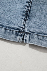Dusk Blue Drawstring High Waist Pocketed Denim Shorts Bottoms JT's Designer Fashion