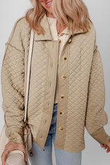 Jet Stream Solid Color Quilted Puffer Buttoned Shacket Jackets JT's Designer Fashion
