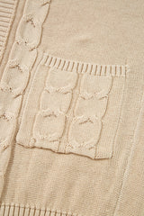 Parchment Cable Knit Braided Tie Sleeve Plus Size Open Cardigan Plus Size Sweaters & Cardigans JT's Designer Fashion