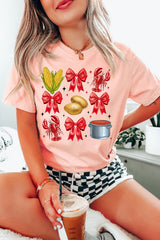 Pink Summer Food Bow Crawfish Printed T Shirt Graphic Tees JT's Designer Fashion