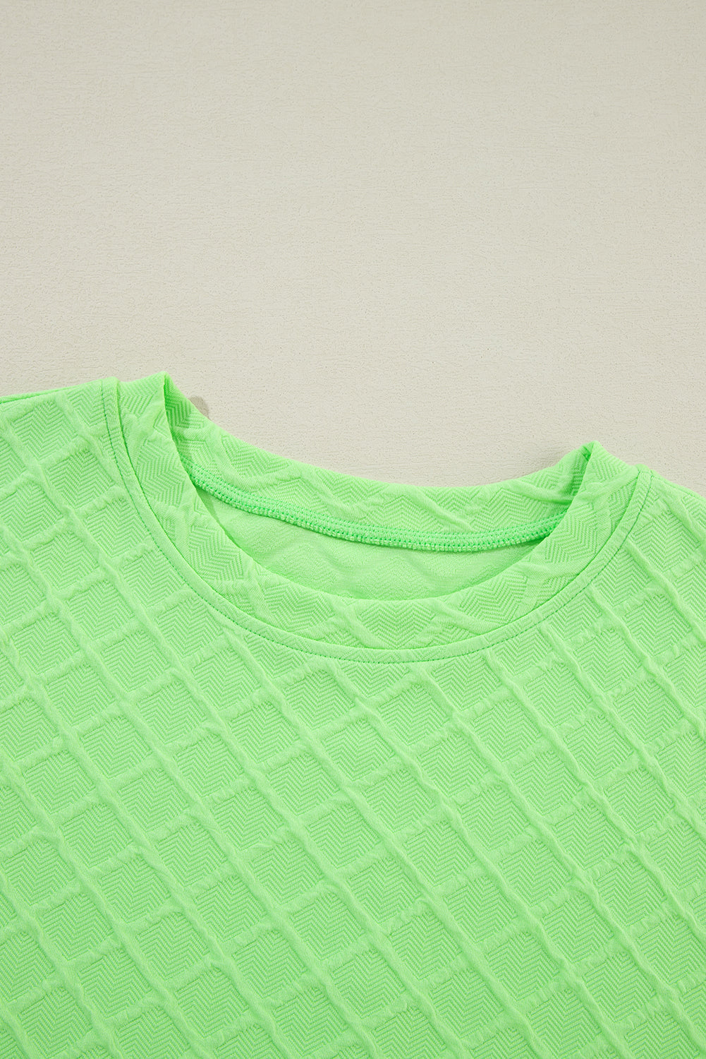 Light Green Checkered Textured Tee and Drawstring Shorts Short Sets JT's Designer Fashion