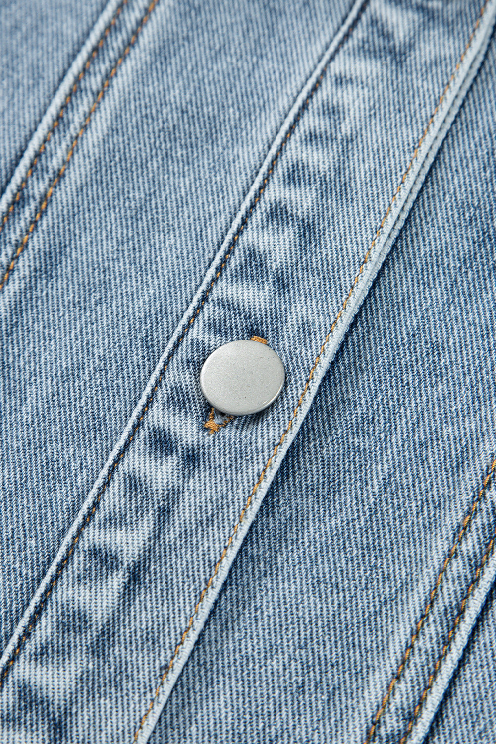 Myosotis Scallop Trim Collar Patched Pocket Button Up Denim Jacket Denim Jackets JT's Designer Fashion