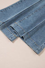 Dusk Blue 2 Button High Waist Piping Trim Bootcut Jeans Jeans JT's Designer Fashion