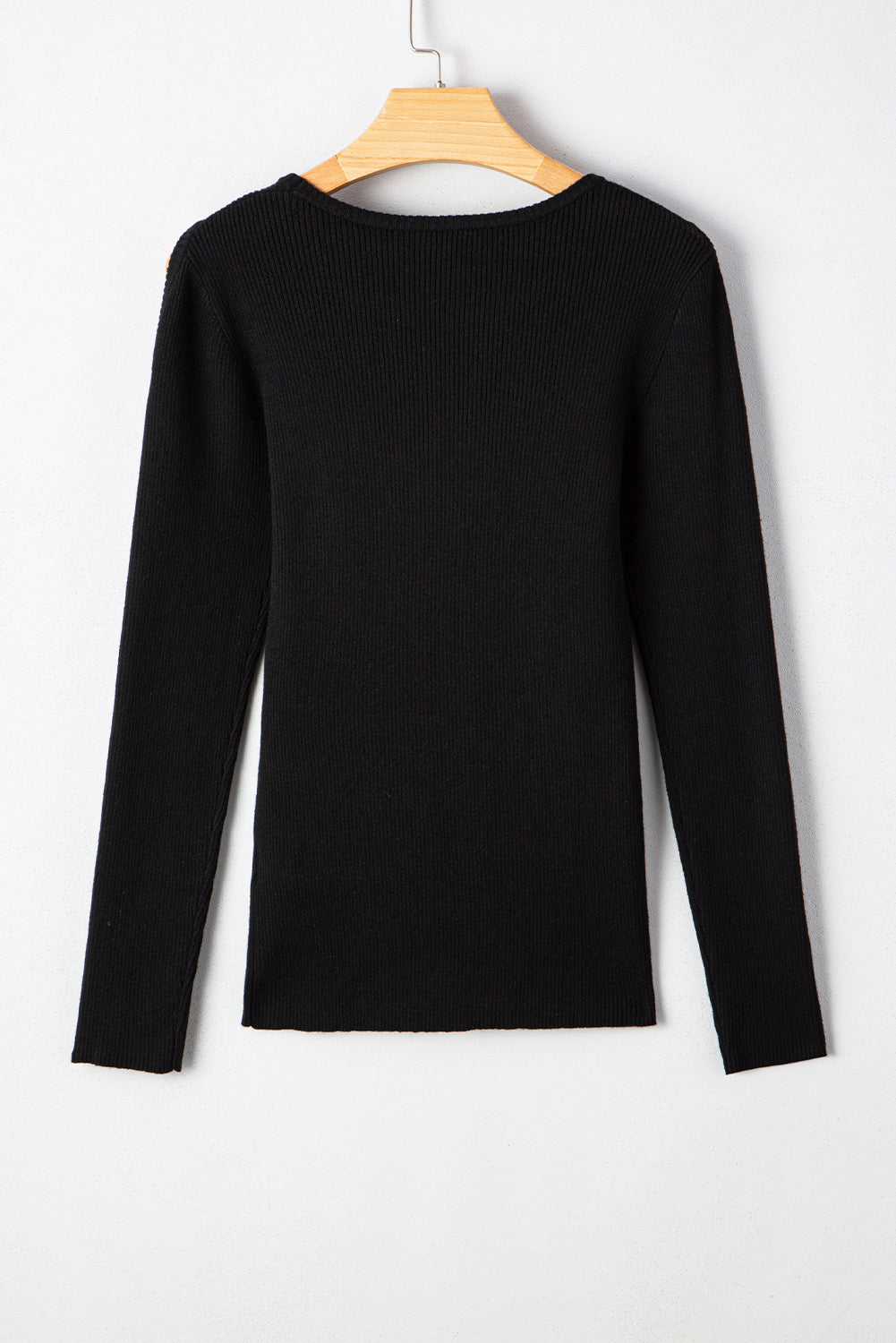 Black Ribbed Knit Cold Shoulder Sweater Sweaters JT's Designer Fashion