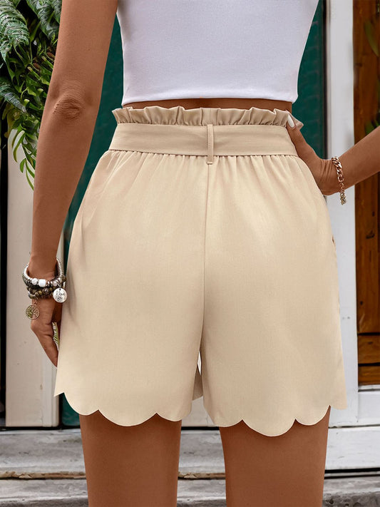 Frill Tied Shorts with Pockets Bottoms JT's Designer Fashion