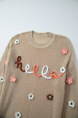 Parchment Hello Floral Embroidered Knit Loose Sweater Sweaters JT's Designer Fashion