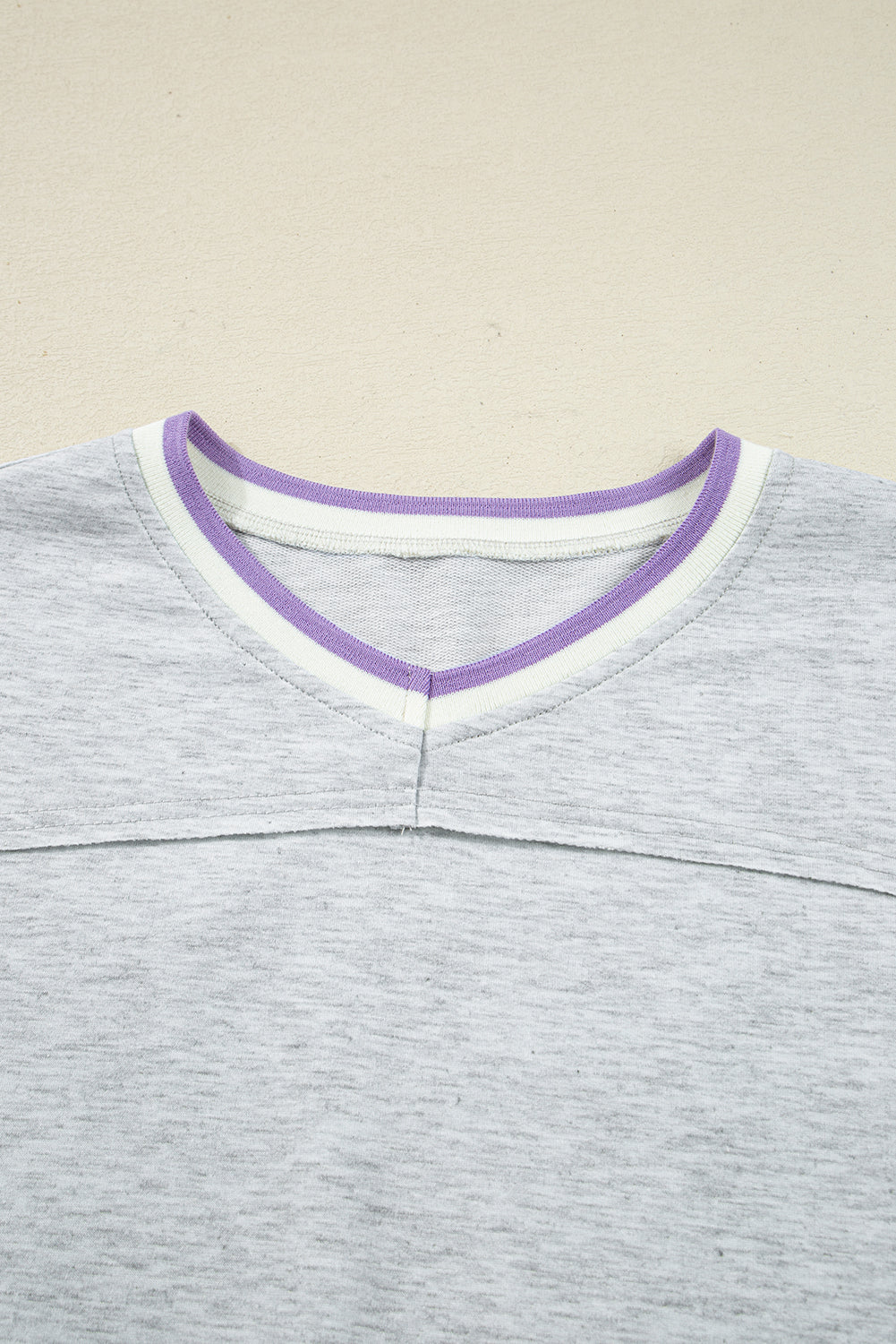 Light Grey Contrast Striped Bands Cropped Pullover and Athletic Short Set Short Sets JT's Designer Fashion