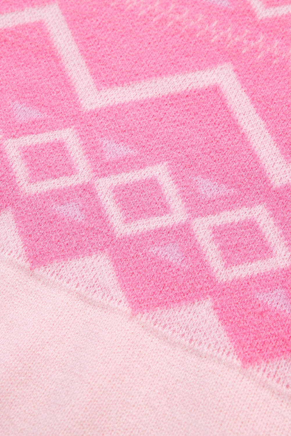 Pink Western Aztec Geometric Drop Shoulder Sweater Sweaters JT's Designer Fashion