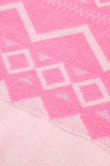 Pink Western Aztec Geometric Drop Shoulder Sweater Sweaters JT's Designer Fashion