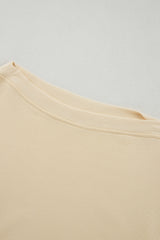 Beige Buttoned Sleeve Dropped Shoulder Sweatshirt Sweatshirts & Hoodies JT's Designer Fashion