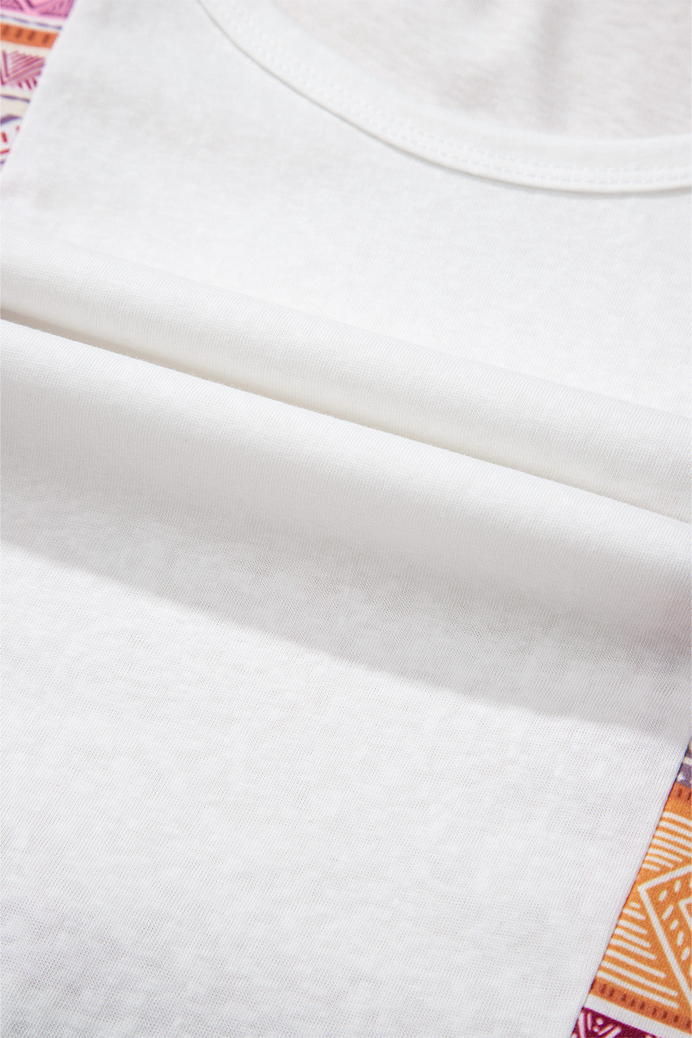 White Western Aztec Print Patchwork Ruffled Tunic Long Sleeve Babydoll Top Long Sleeve Tops JT's Designer Fashion