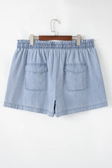 Beau Blue Pocketed Drawstring High Waist Plus Size Denim Shorts Plus Size Bottoms JT's Designer Fashion
