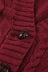 Burgundy Front Pocket and Buttons Closure Cardigan Sweaters & Cardigans JT's Designer Fashion