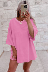 Bonbon Solid Loose V Neck Half Sleeve Tee and Shorts Short Sets JT's Designer Fashion