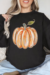 Black Thanksgiving Pumpkin Graphic Drop Shoulder Sweatshirt Graphic Sweatshirts JT's Designer Fashion