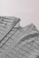 Gray Ribbed Open Front Knit Cardigan Sweaters & Cardigans JT's Designer Fashion