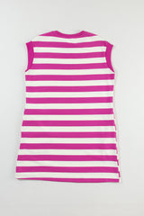 Rose Stripe Cap Sleeve Pocketed Shift T-shirt Dress T Shirt Dresses JT's Designer Fashion