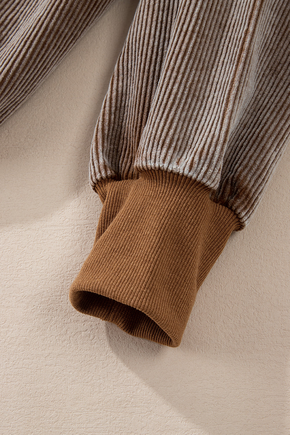 Chestnut Half Zipper Kangaroo Pocket Drawstring Corduroy Hoodie Sweatshirts & Hoodies JT's Designer Fashion
