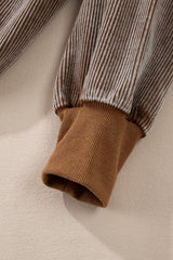 Chestnut Half Zipper Kangaroo Pocket Drawstring Corduroy Hoodie Sweatshirts & Hoodies JT's Designer Fashion