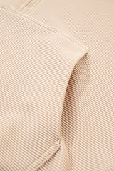 Parchment Textured Half Zip Kangaroo Pocket Top Drawstring Shorts Set Short Sets JT's Designer Fashion