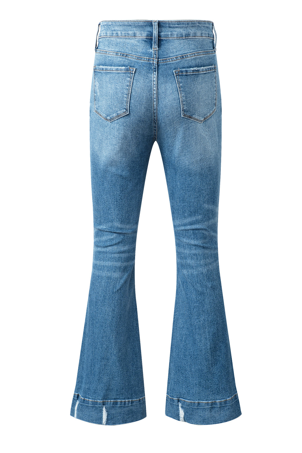 Sky Blue Slight Distressed Medium Wash Flare Jeans Jeans JT's Designer Fashion