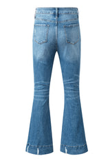 Sky Blue Slight Distressed Medium Wash Flare Jeans Jeans JT's Designer Fashion