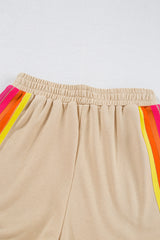 Apricot Striped Accent Pullover and Shorts Two Piece Casual Set Short Sets JT's Designer Fashion