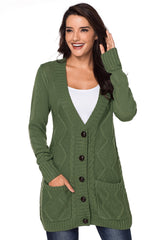 Green Front Pocket and Buttons Closure Cardigan Sweaters & Cardigans JT's Designer Fashion