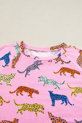 Pink Flower Print Short Sleeve High Waist Two Piece Shorts Set Short Sets JT's Designer Fashion