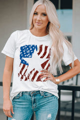 White American Flag Star Graphic Crew Neck T Shirt Graphic Tees JT's Designer Fashion