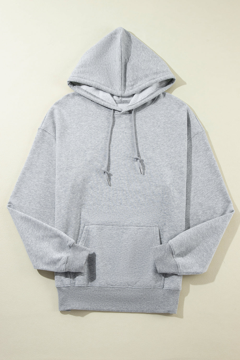 Light Grey Fleece Lined Kangaroo Pocket Drawstring Chunky Hoodie Sweatshirts & Hoodies JT's Designer Fashion