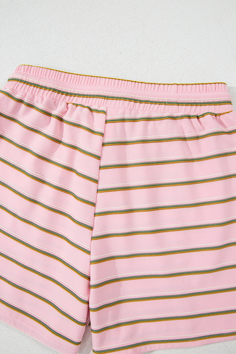 Pink Stripe Wide Short Sleeve Tee and Short Set Short Sets JT's Designer Fashion