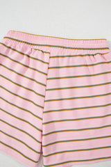 Pink Stripe Wide Short Sleeve Tee and Short Set Short Sets JT's Designer Fashion
