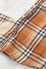 Orange Plaid Color Block Patchwork Shirt Jacket with Pocket Plaid Shackets JT's Designer Fashion